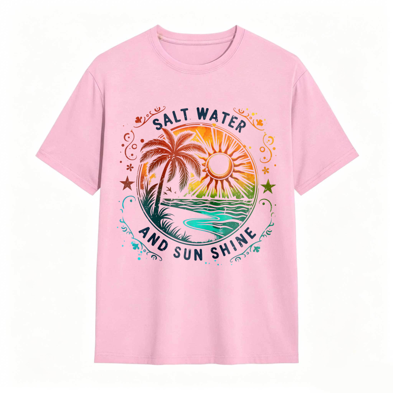 Salt Water And Sunshine Palm Tree Beach Scene T-shirt