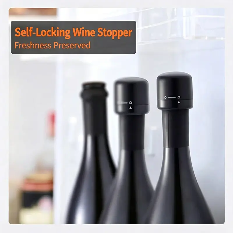 Vacuum wine stopper.Champagne and wine, red wine and liquor, sealing device with built-in vacuum function, leakproof and reusable wine stopper with vent