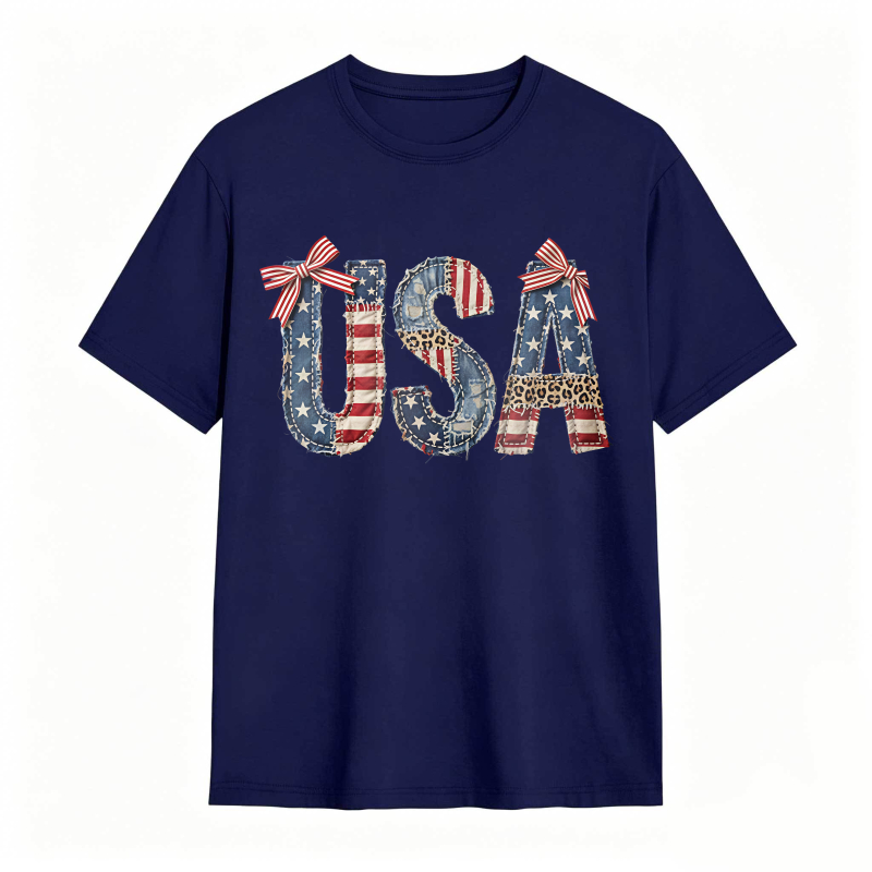 Usa Flag Patchwork Design T-shirt