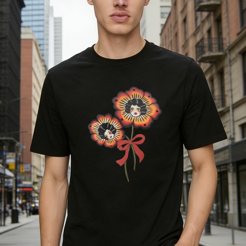Flower Faces With Bow Unisex Classic T-shirt