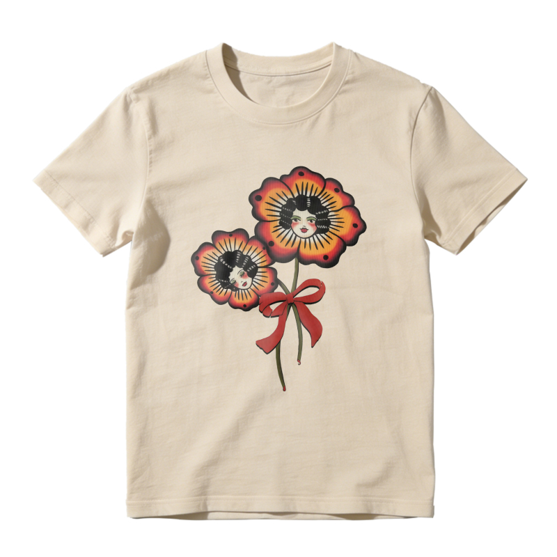 Flower Faces With Bow Unisex Classic T-shirt