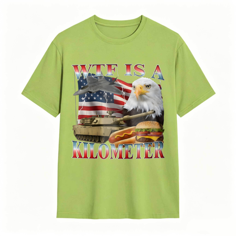 Wtf Is A Kilometer American Flag Eagle Tank Burger And Hotdog T-shirt
