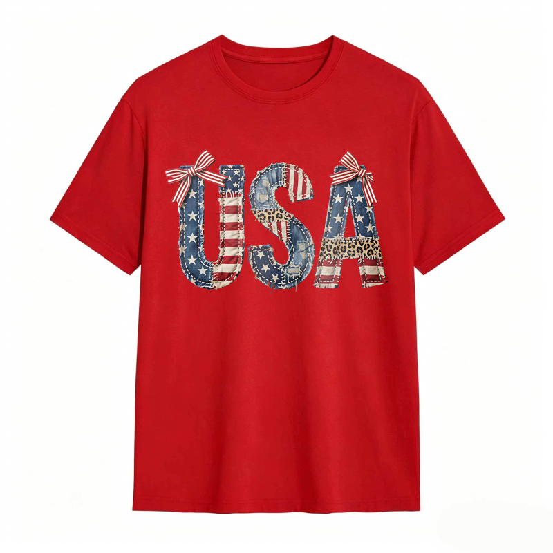 Usa Flag Patchwork Design T-shirt