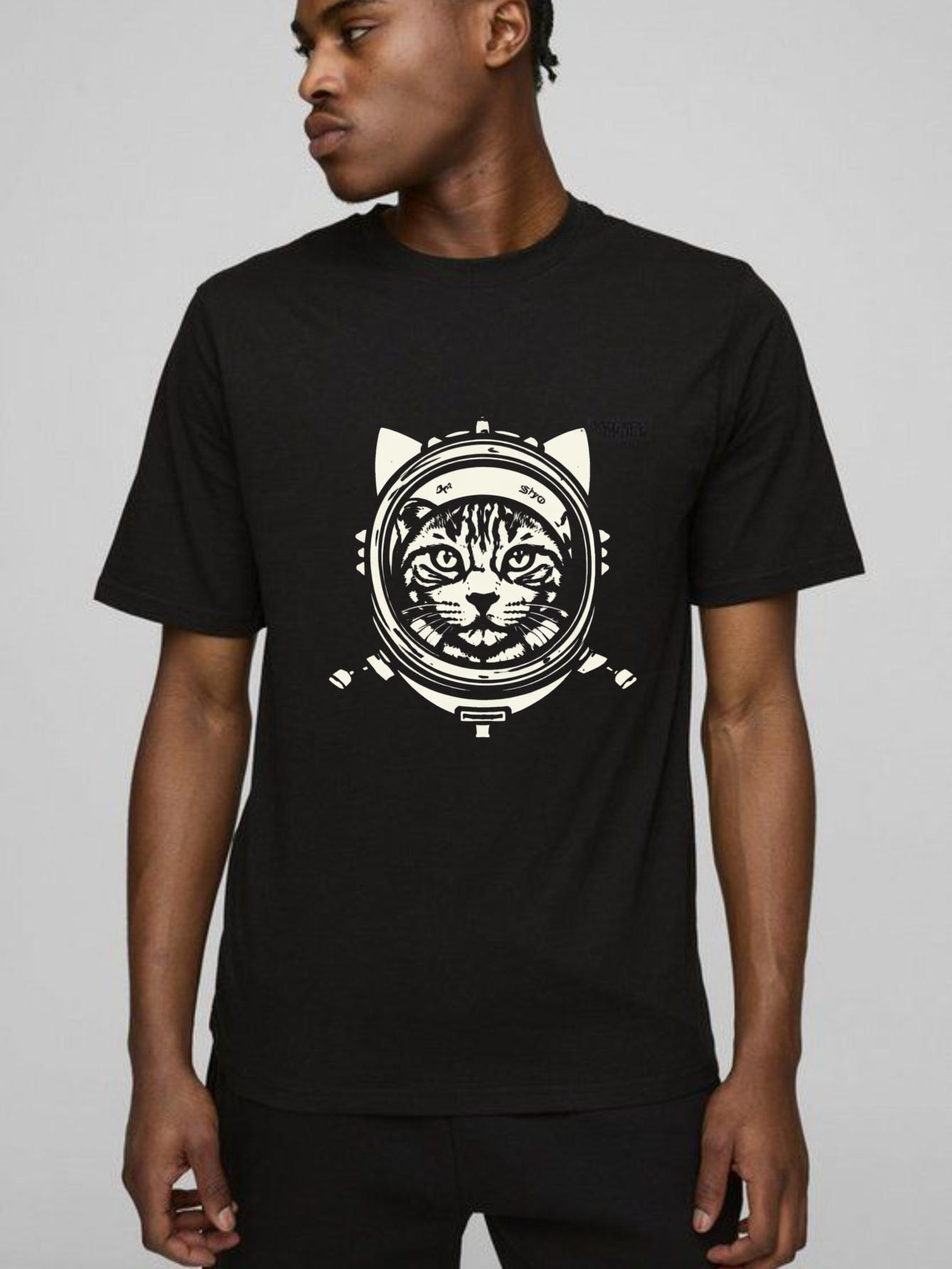 Dorawear™ Cat Astronaut Helmet Design Pure Cotton Short Sleeve T Shirt-Dorawear