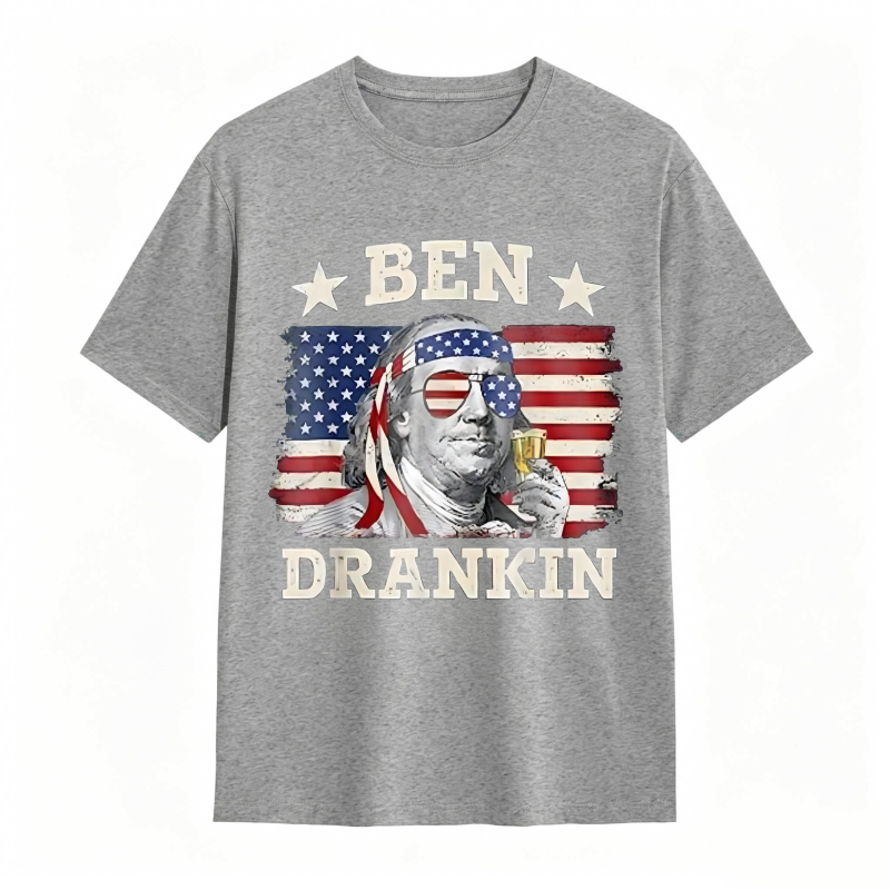 Ben Franklin American Flag Drinking T-shirt