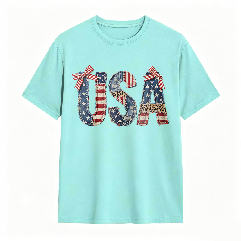 Usa Flag Patchwork Design T-shirt