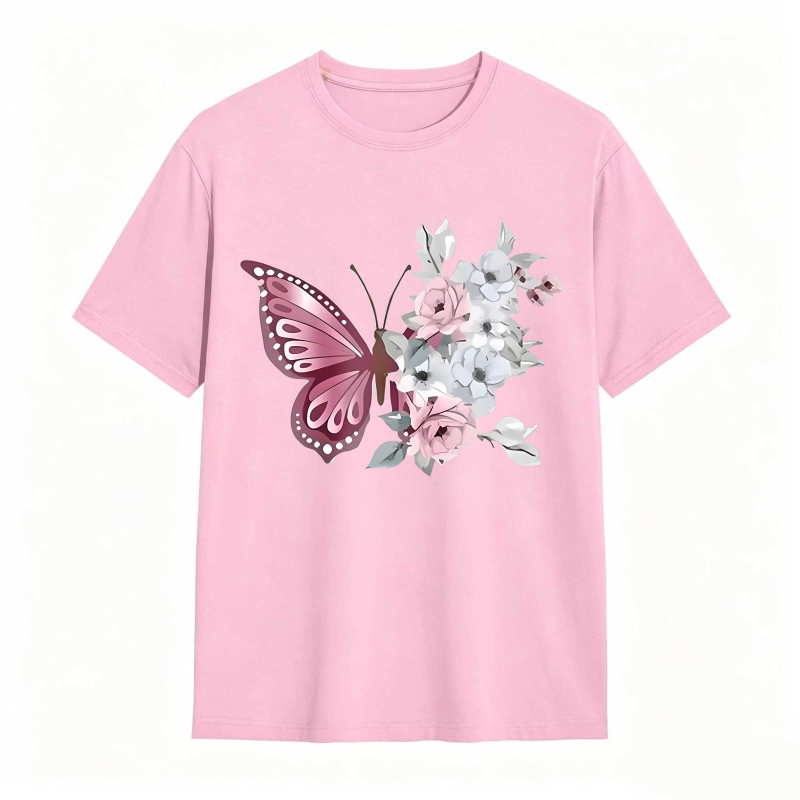 Butterfly And Flowers T-shirt