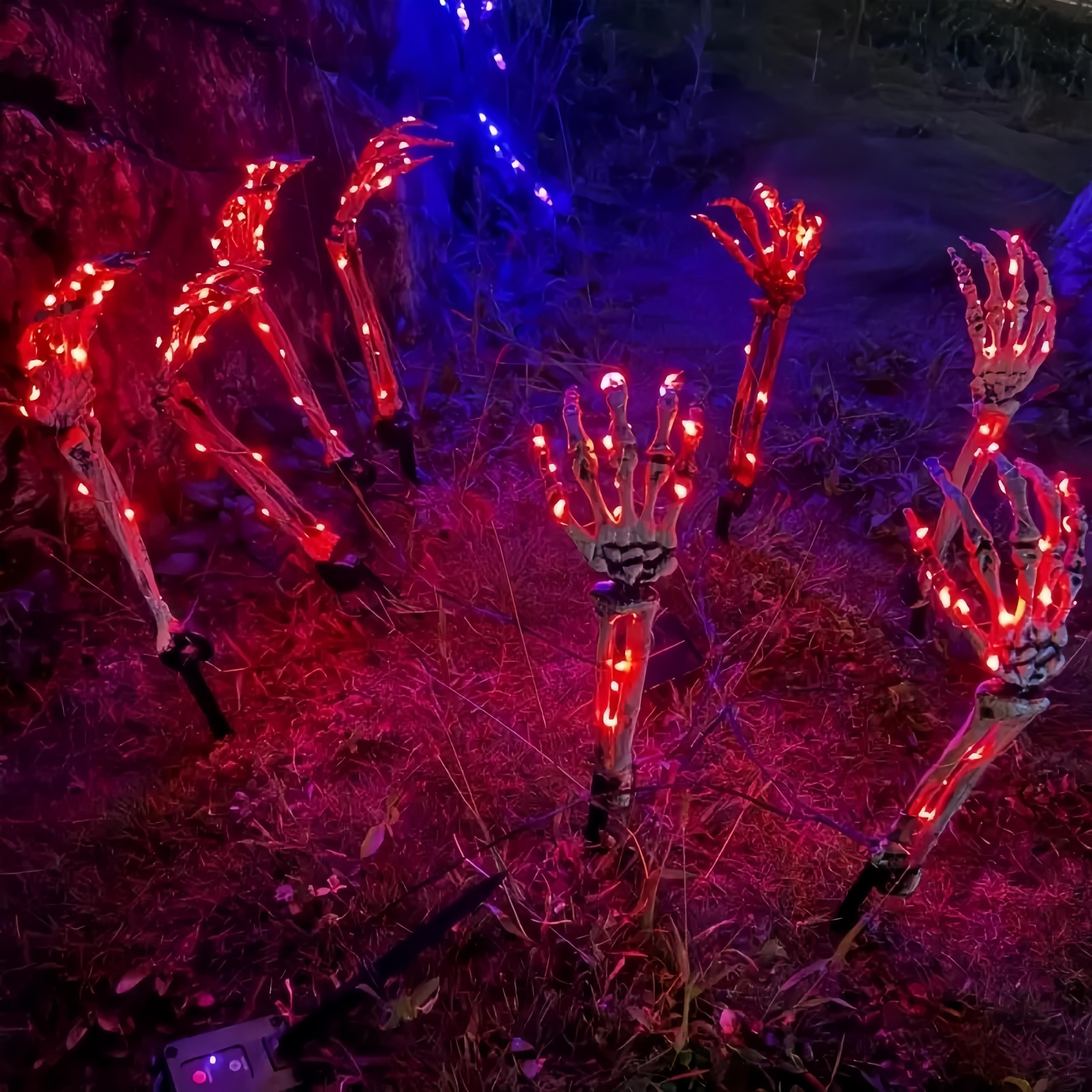 4-Piece Set, Hand Decoration Lights, Red Glow - 8 Light Modes Outdoor Solar-Powered Skeleton Ground Spikes Terrifying Atmosphere for Courtyards, Gardens, and Pathways Party Decorations Decorations 4-Piece Set, Hand Decoration Lights, Red Glow - 8 Light Modes Outdoor Solar-Powered Skeleton Ground Spikes Terrifying Atmosphere for Courtyards, Gardens, and Pathways Party Decorations Decorations