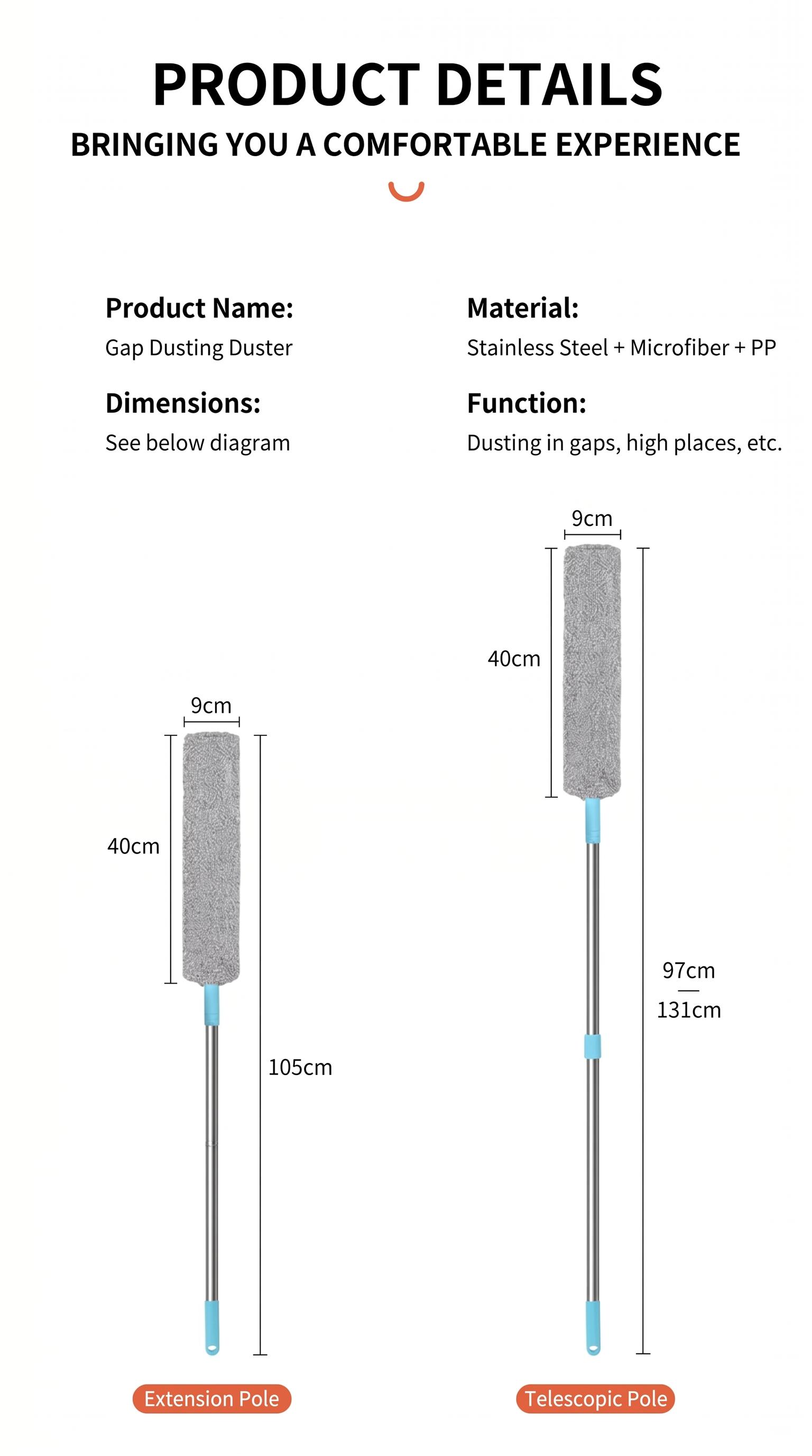 Replacement Gap Duster for Home Coner Place Durable Flexible Arbitrary Bending Microfiber Dust Brush for Under Furniture Bed Couch Fridge Replacement Gap Duster for Home Coner Place Durable Flexible Arbitrary Bending Microfiber Dust Brush for Under Furniture Bed Couch Fridge