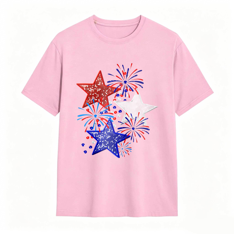 Star And Fireworks Pattern T-shirt