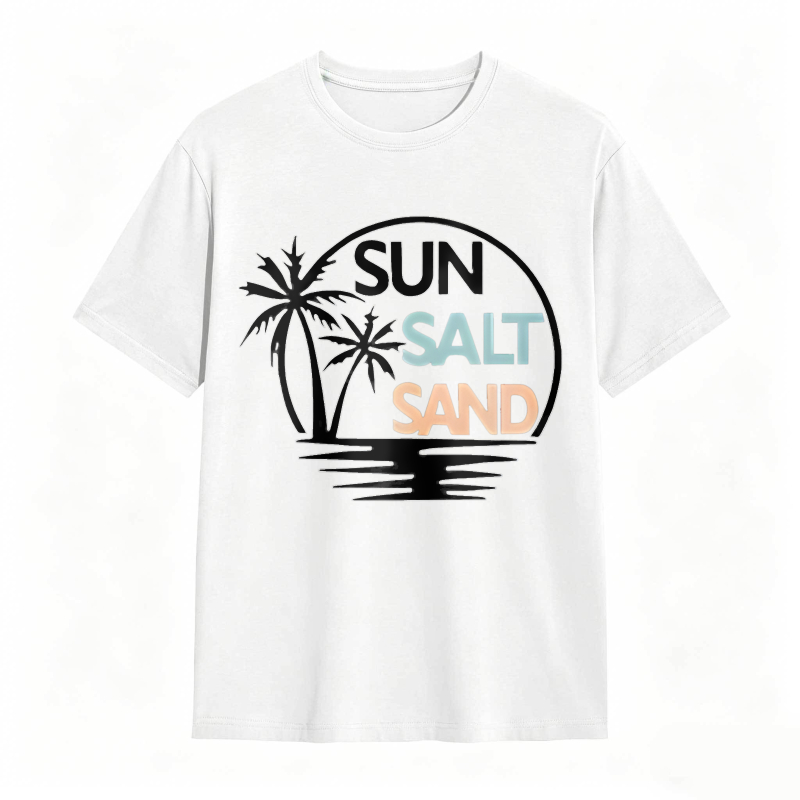 Sun Salt Sand Palm Tree Beach Scene T-shirt