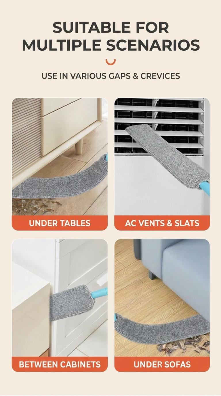 Replacement Gap Duster for Home Coner Place Durable Flexible Arbitrary Bending Microfiber Dust Brush for Under Furniture Bed Couch Fridge Replacement Gap Duster for Home Coner Place Durable Flexible Arbitrary Bending Microfiber Dust Brush for Under Furniture Bed Couch Fridge