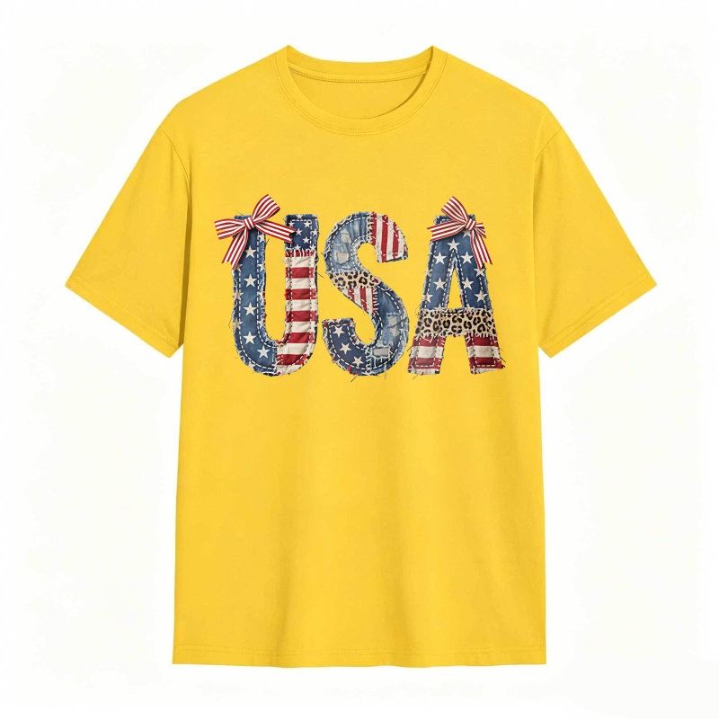 Usa Flag Patchwork Design T-shirt
