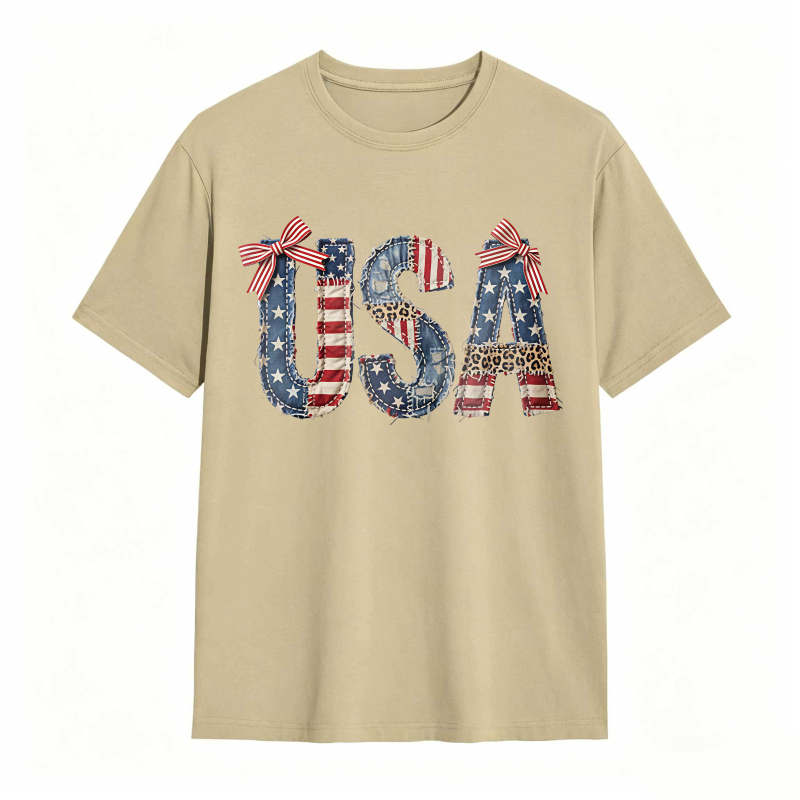 Usa Flag Patchwork Design T-shirt