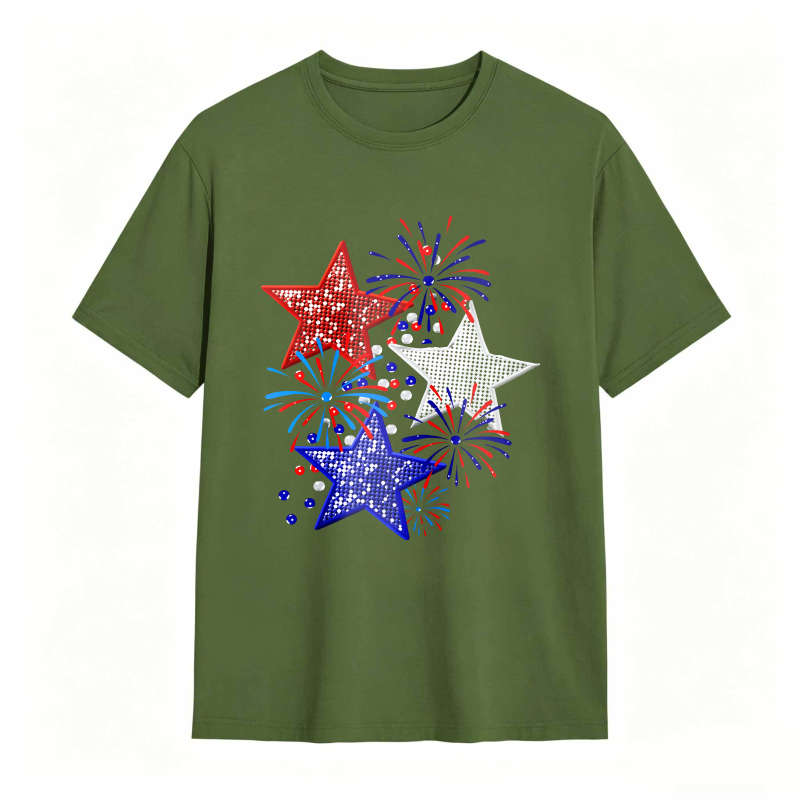 Star And Fireworks Pattern T-shirt