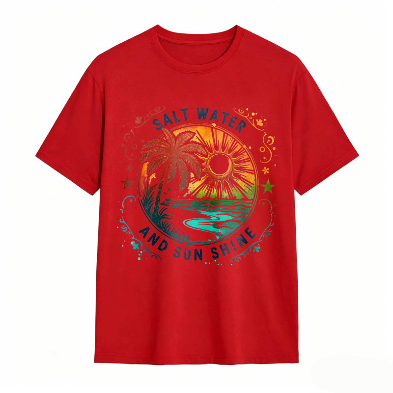 Salt Water And Sunshine Palm Tree Beach Scene T-shirt