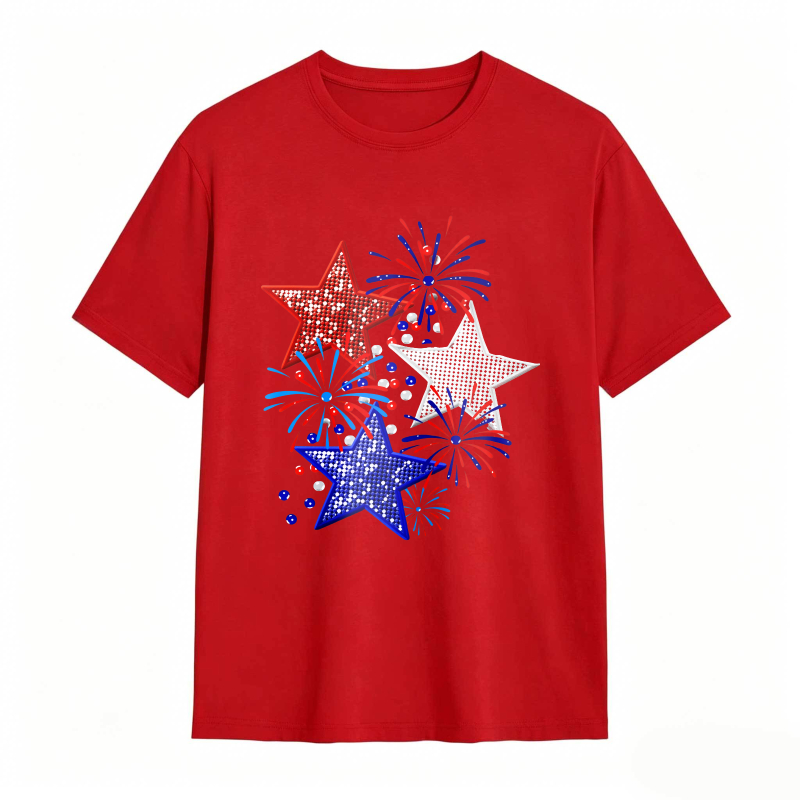 Star And Fireworks Pattern T-shirt