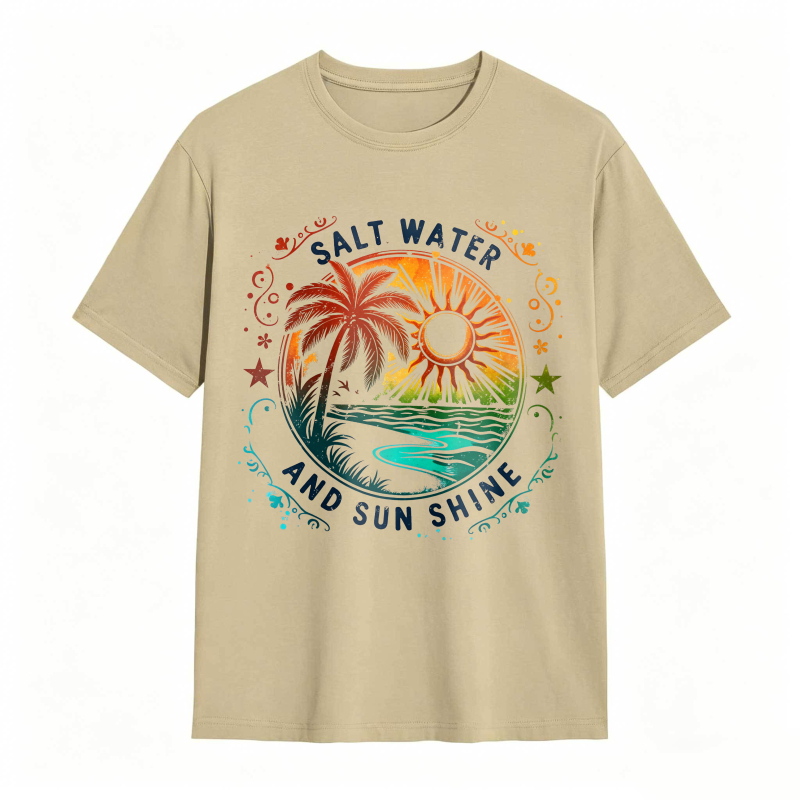 Salt Water And Sunshine Palm Tree Beach Scene T-shirt