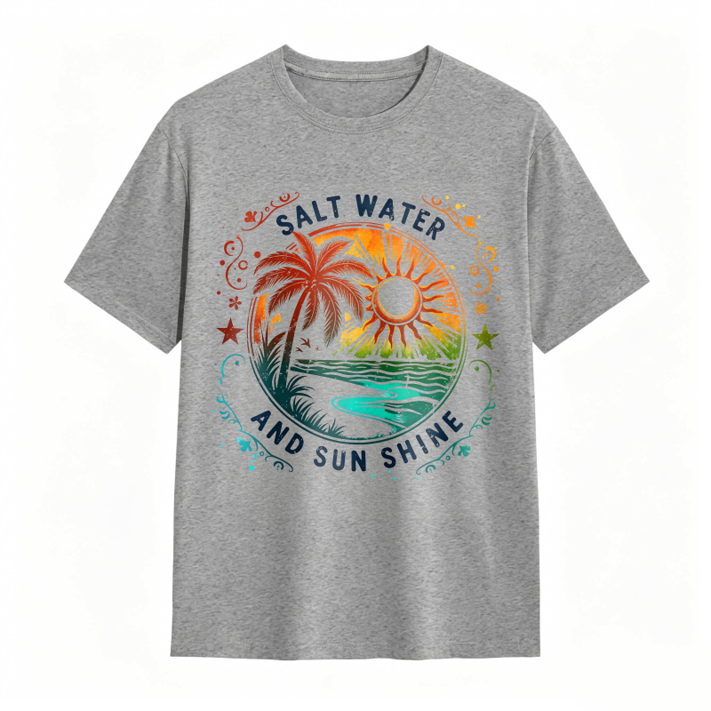 Salt Water And Sunshine Palm Tree Beach Scene T-shirt