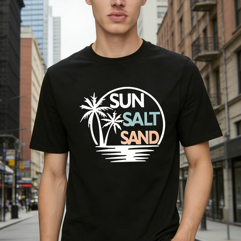 Sun Salt Sand Palm Tree Beach Scene T-shirt
