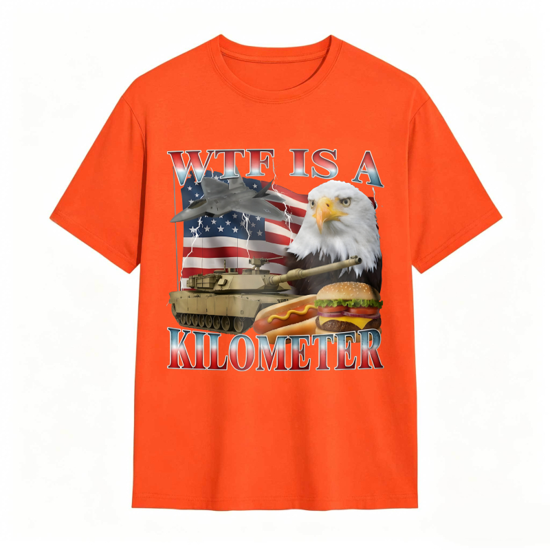Wtf Is A Kilometer American Flag Eagle Tank Burger And Hotdog T-shirt