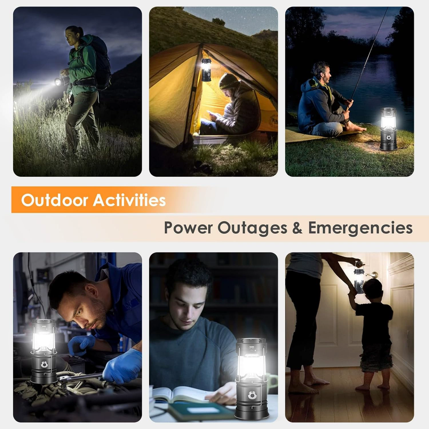 Solar Camping Lantern 4-Pack Rechargeable LED