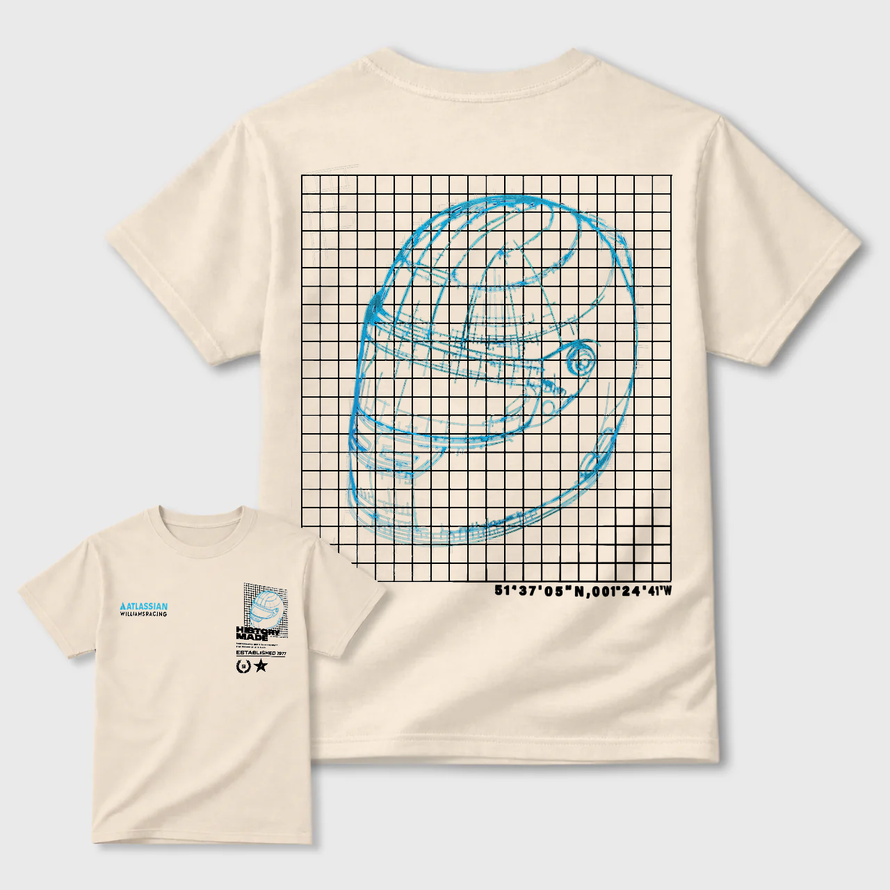 Black T-Shirt With Globe Grid Design And Coordinates Artwork For Men And Women