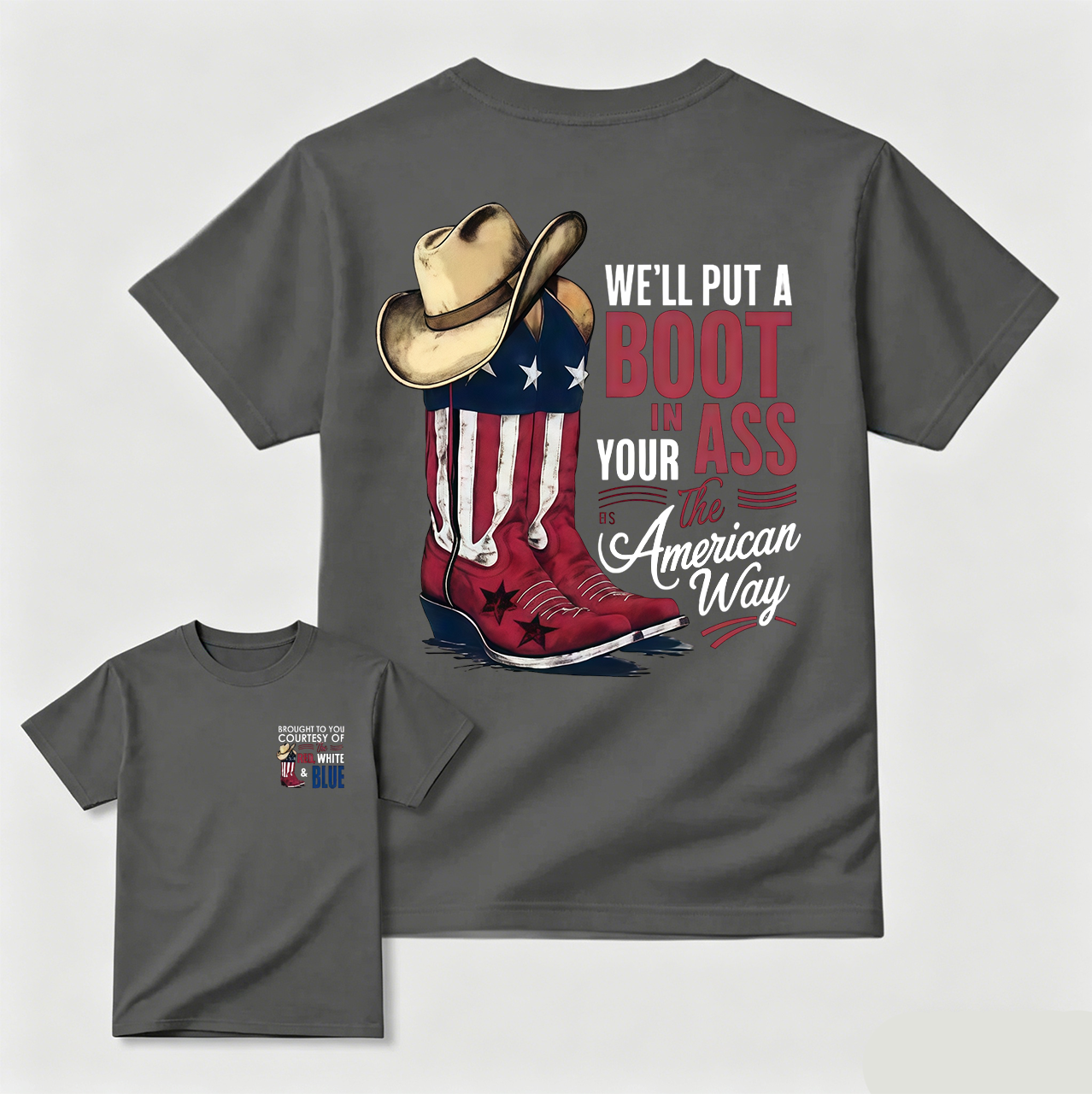 American Cowboy Boots Patriotic Graphic T-Shirt