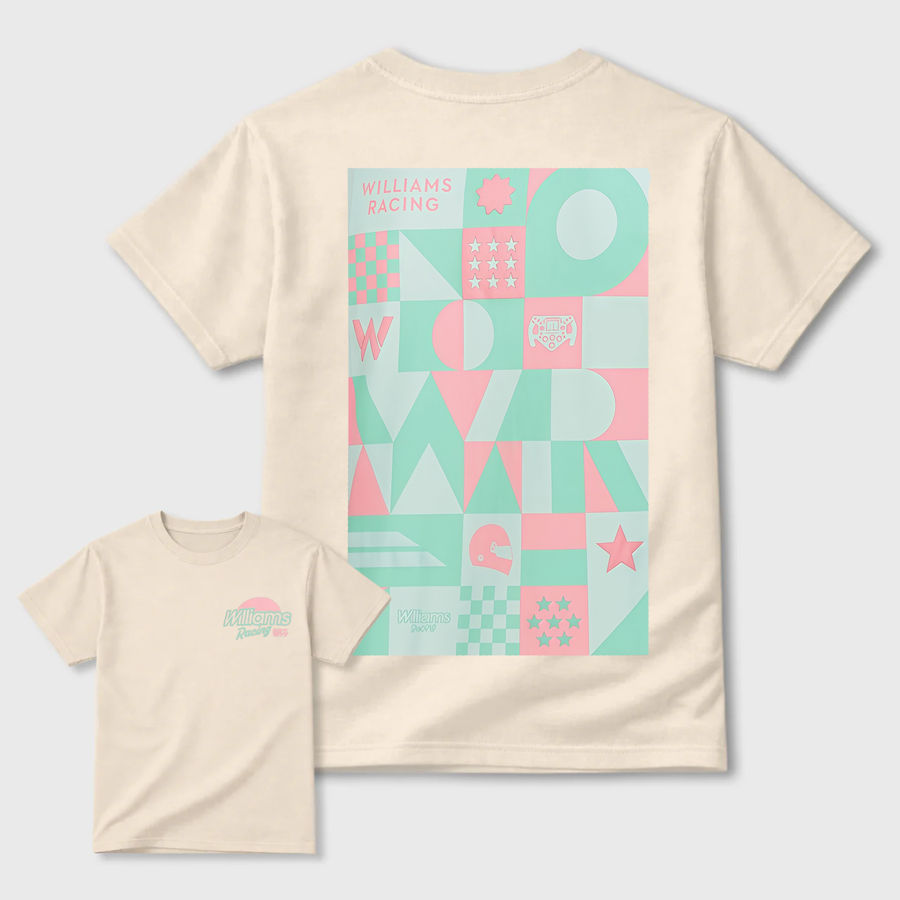 Williams Racing Geometric Design Black T-Shirt For Men And Kids