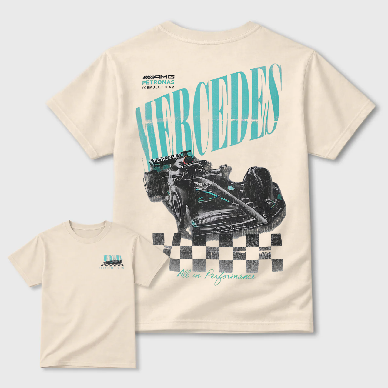 Mercedes Petronas F1 Racing Car T-Shirt All In Performance Design Black Men's Shirt