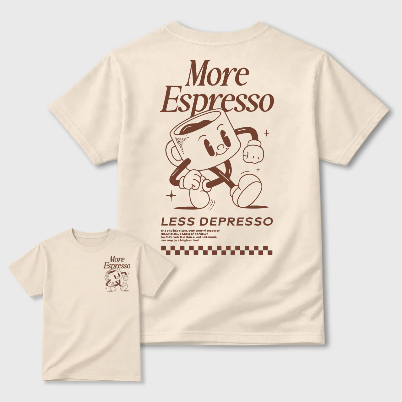 Vintage More Espresso Less Depresso Coffee Graphic T-Shirt