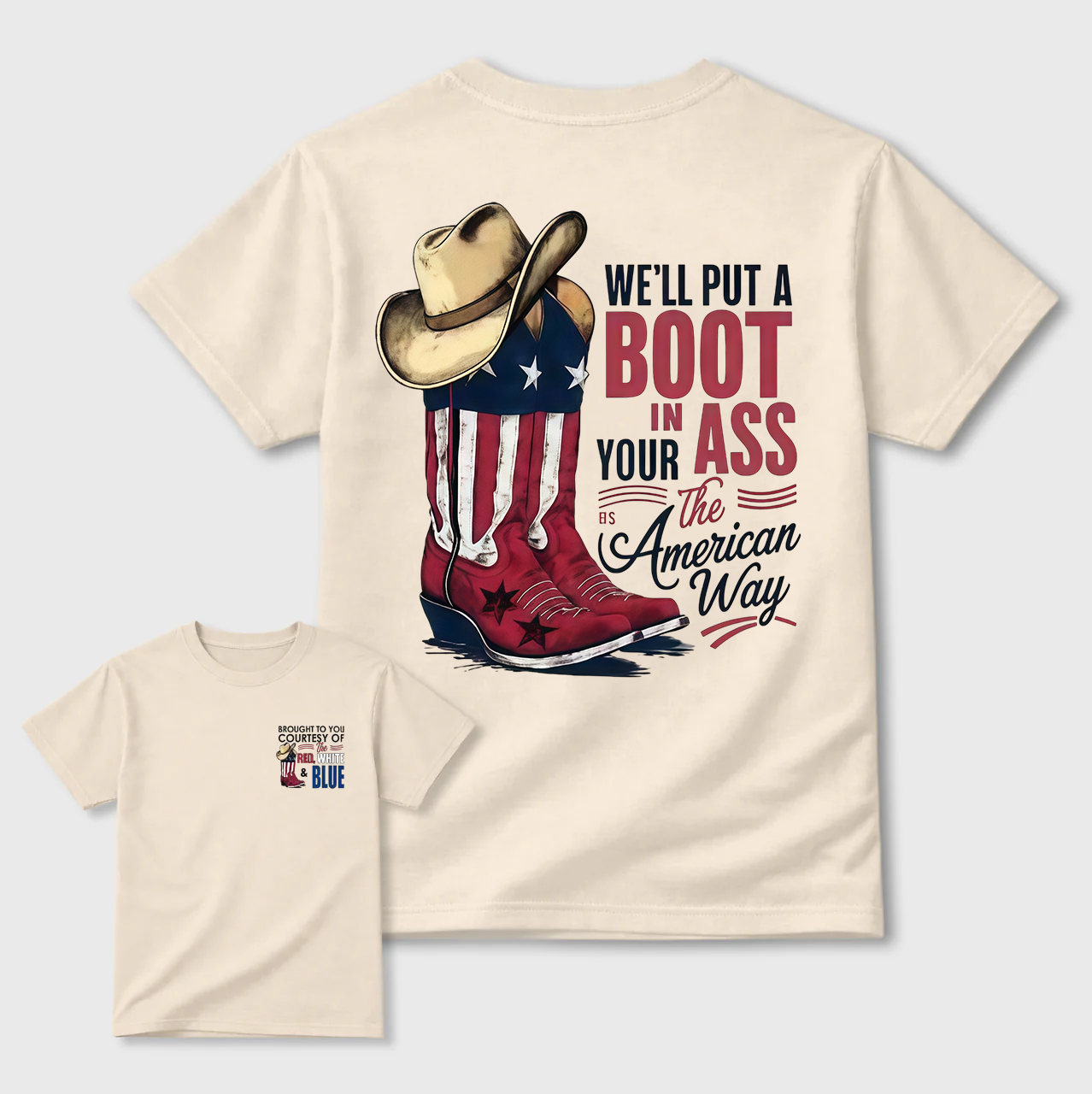 American Cowboy Boots Patriotic Graphic T-Shirt