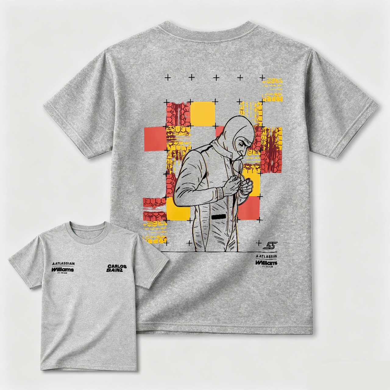 Black T-Shirt With Carlos Sainz Artwork And Colorful Graphic Design For Men And Kids