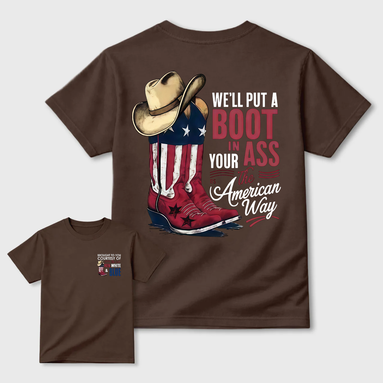 American Cowboy Boots Patriotic Graphic T-Shirt