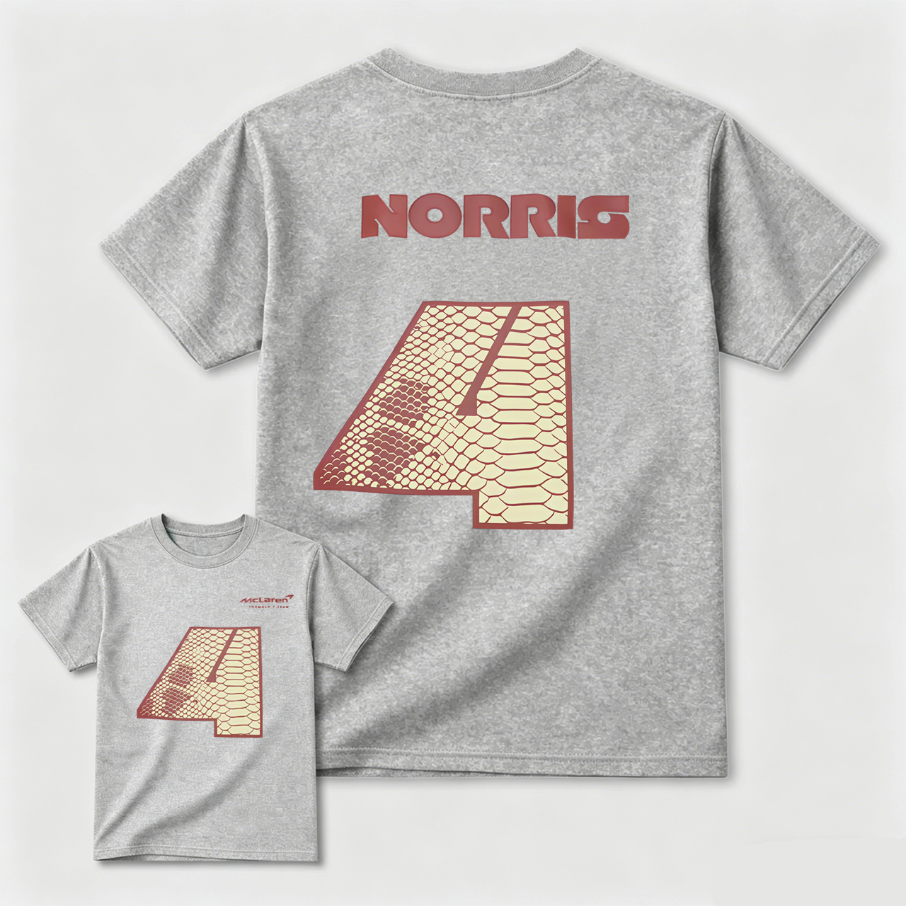 Norris Number 4 Snake Skin Design Black T-Shirt For Men And Kids