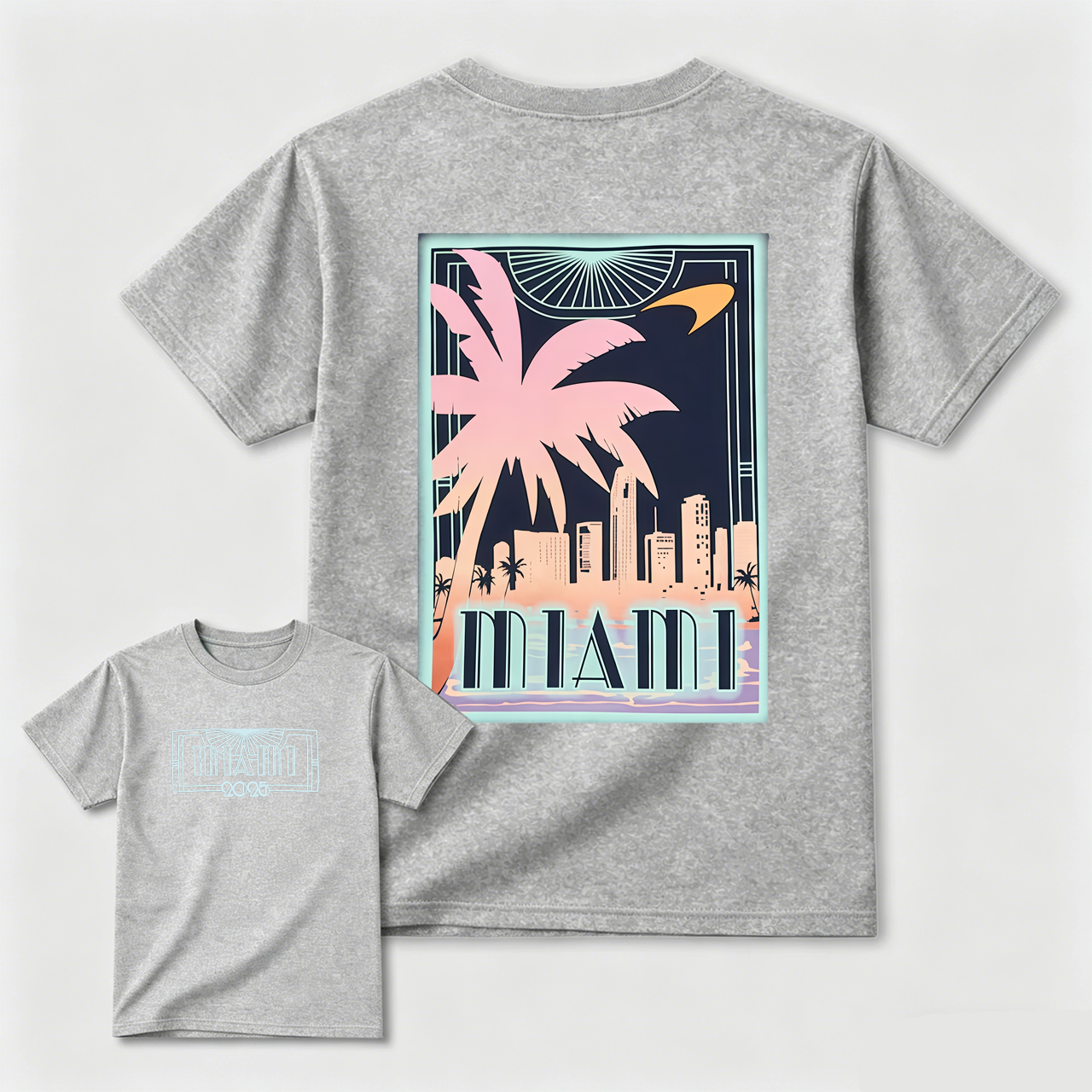 Miami Cityscape Palm Tree Art T-Shirt Black Unisex Design