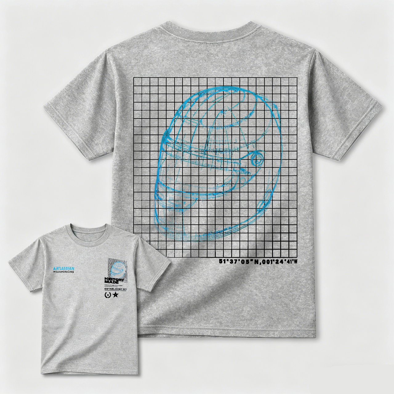 Black T-Shirt With Globe Grid Design And Coordinates Artwork For Men And Women