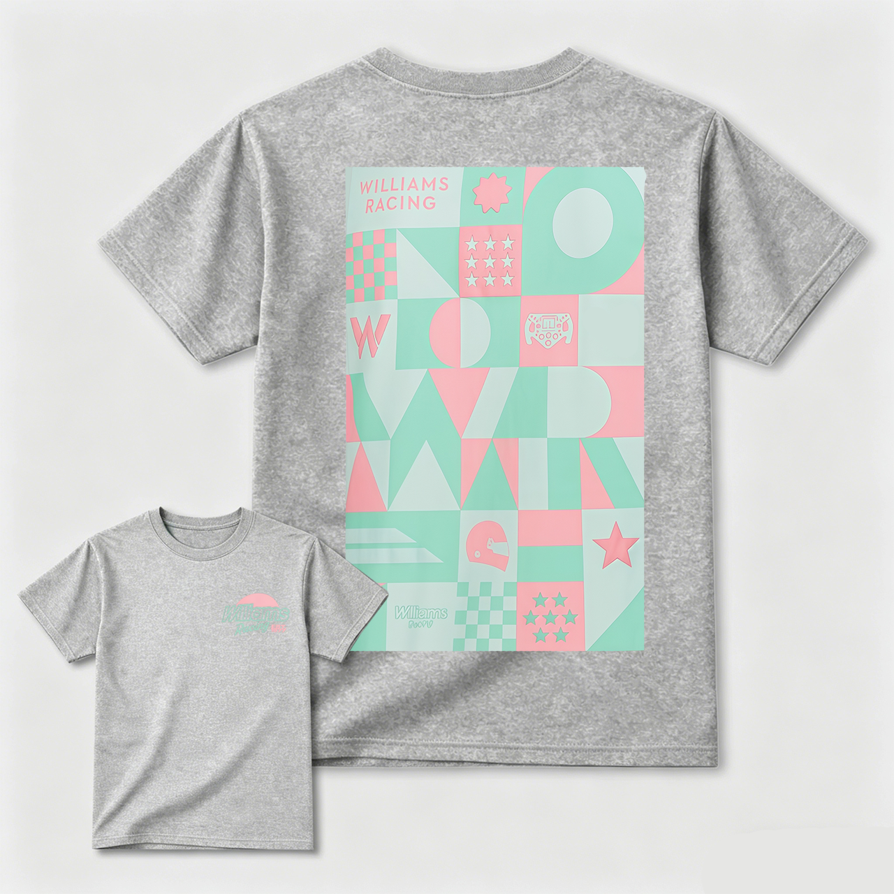 Williams Racing Geometric Design Black T-Shirt For Men And Kids