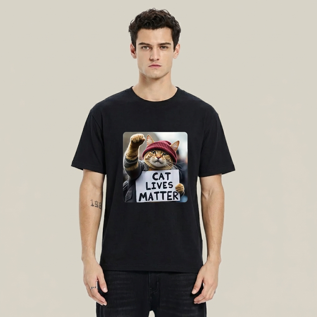 Cat Lives Matter Protest Cat tshirt 100% cotton