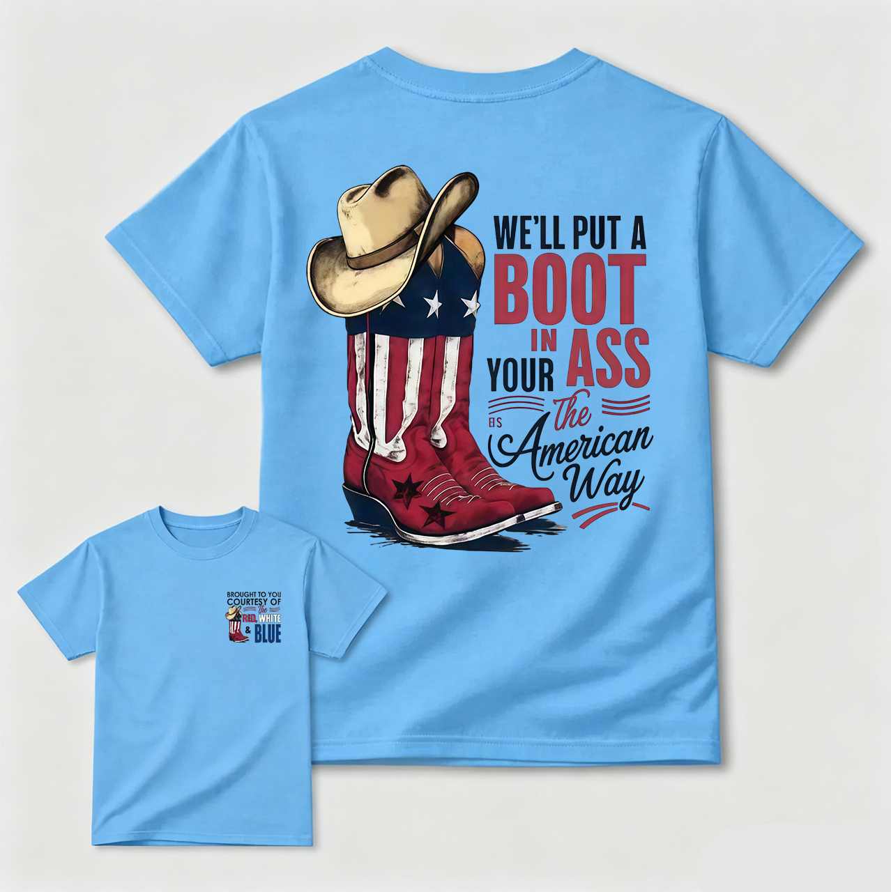 American Cowboy Boots Patriotic Graphic T-Shirt