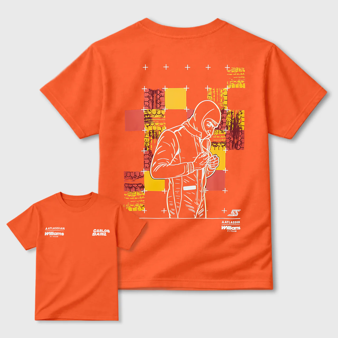 Black T-Shirt With Carlos Sainz Artwork And Colorful Graphic Design For Men And Kids