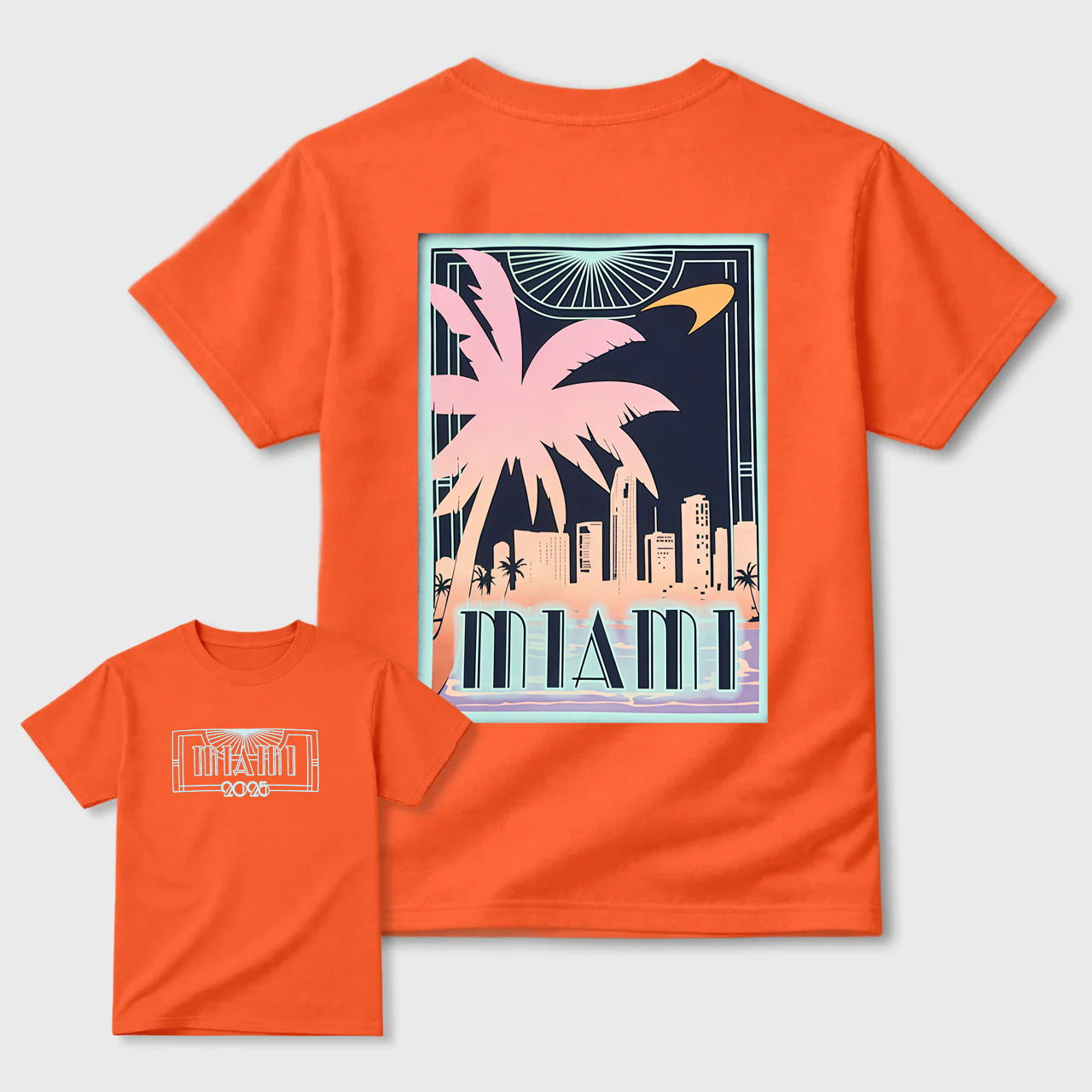 Miami Cityscape Palm Tree Art T-Shirt Black Unisex Design