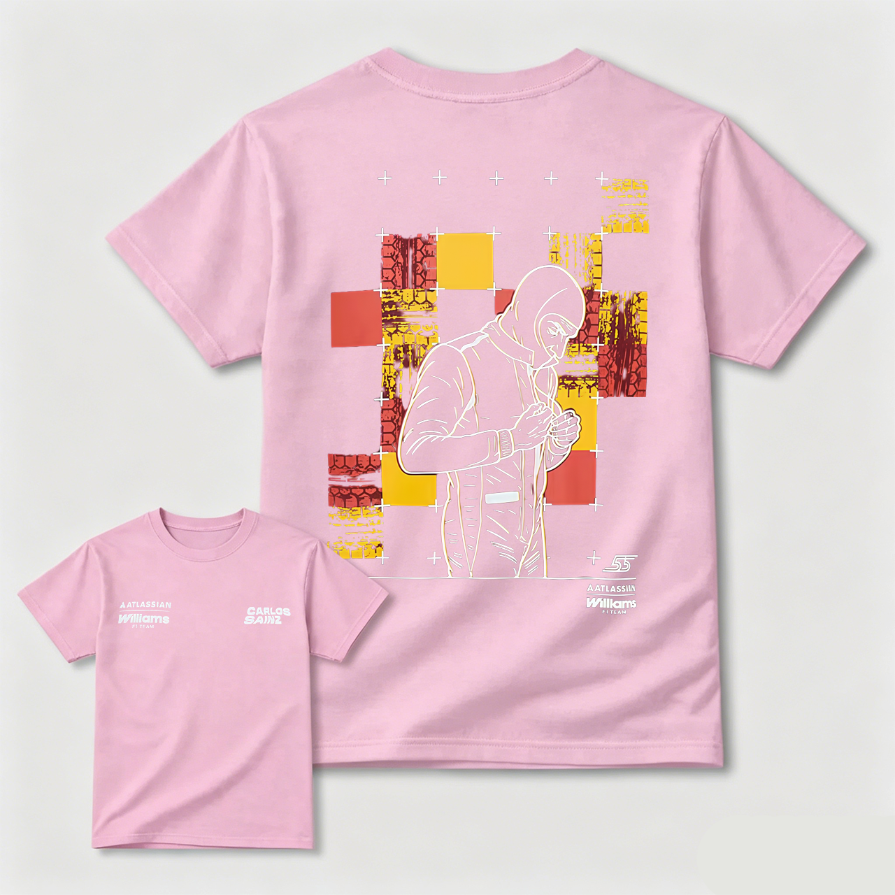 Black T-Shirt With Carlos Sainz Artwork And Colorful Graphic Design For Men And Kids