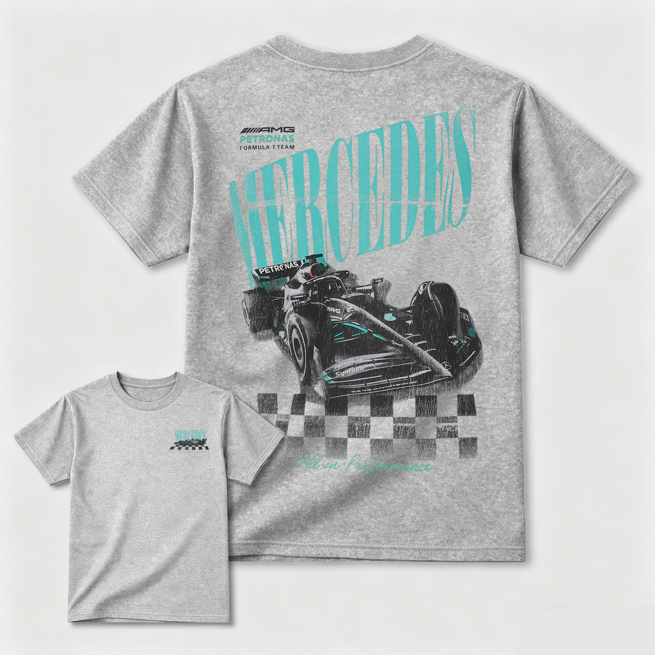 Mercedes Petronas F1 Racing Car T-Shirt All In Performance Design Black Men's Shirt
