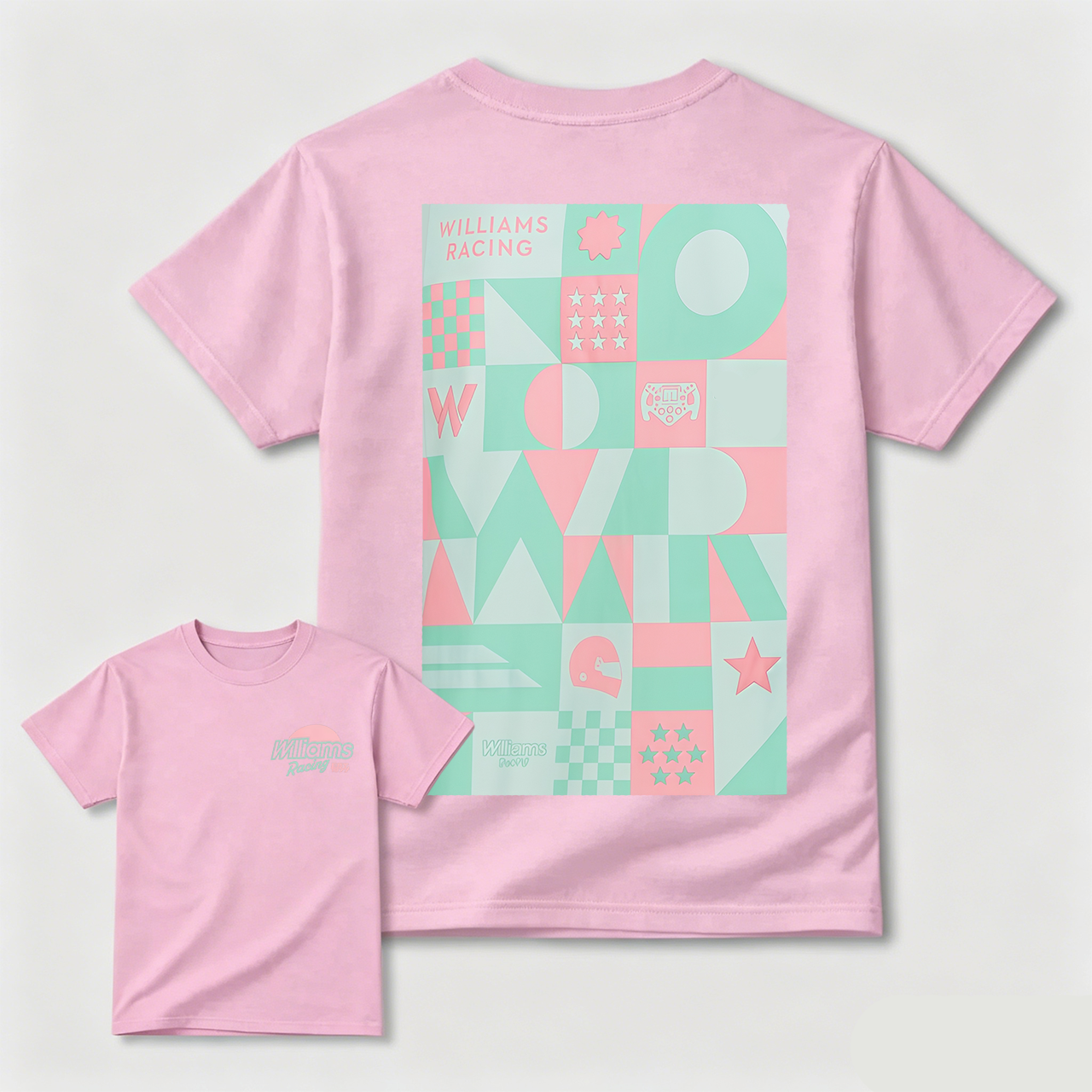 Williams Racing Geometric Design Black T-Shirt For Men And Kids