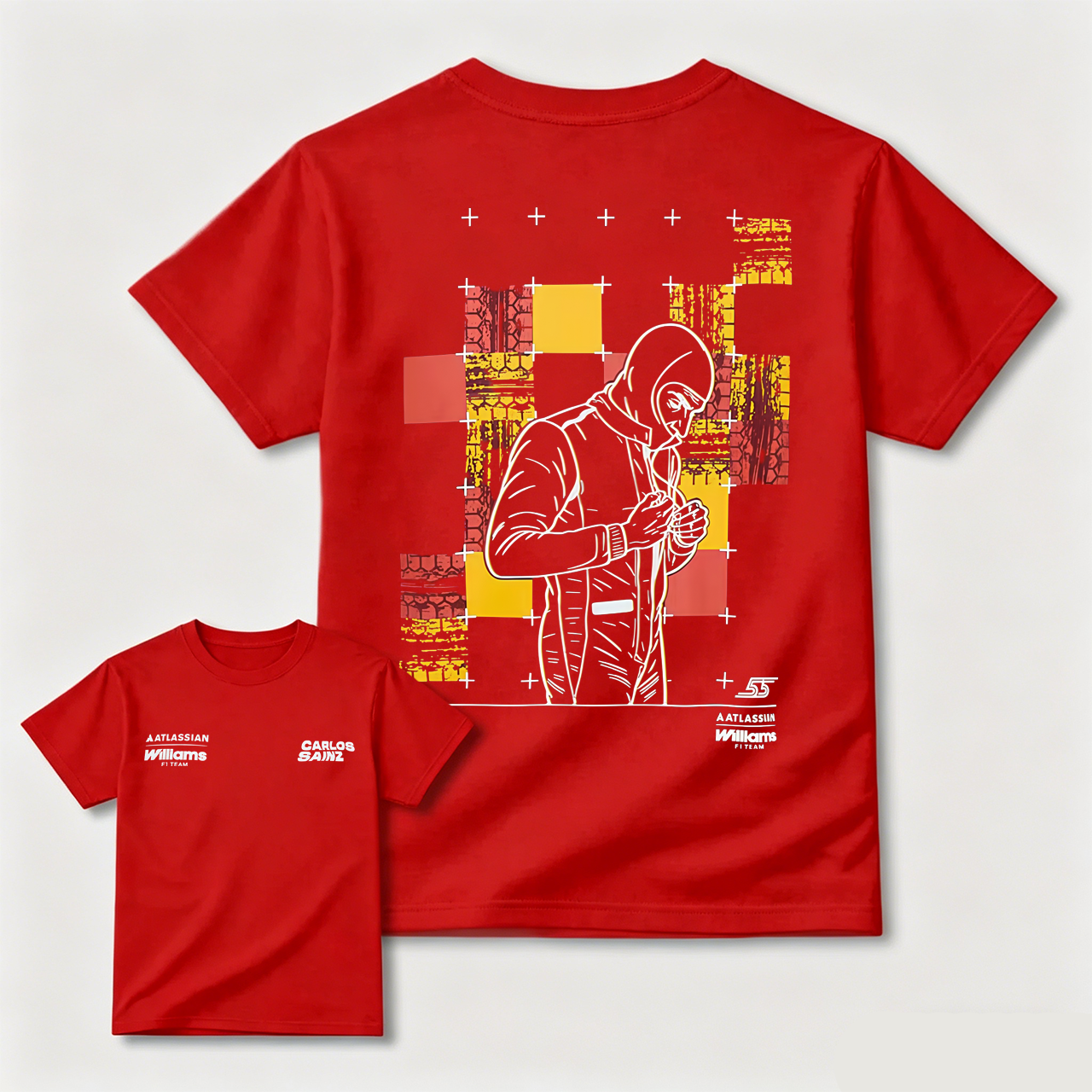 Black T-Shirt With Carlos Sainz Artwork And Colorful Graphic Design For Men And Kids