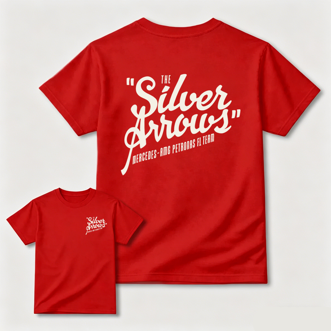 The Silver Arrows Mercedes Benz Petronas F1 Team T-Shirt Black Men Women Unisex Casual Wear