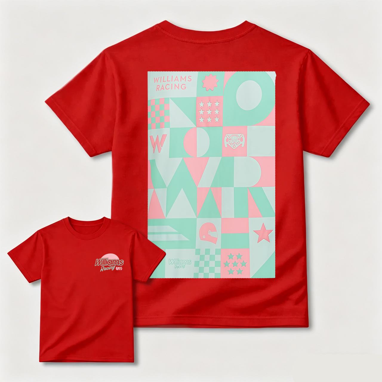 Williams Racing Geometric Design Black T-Shirt For Men And Kids