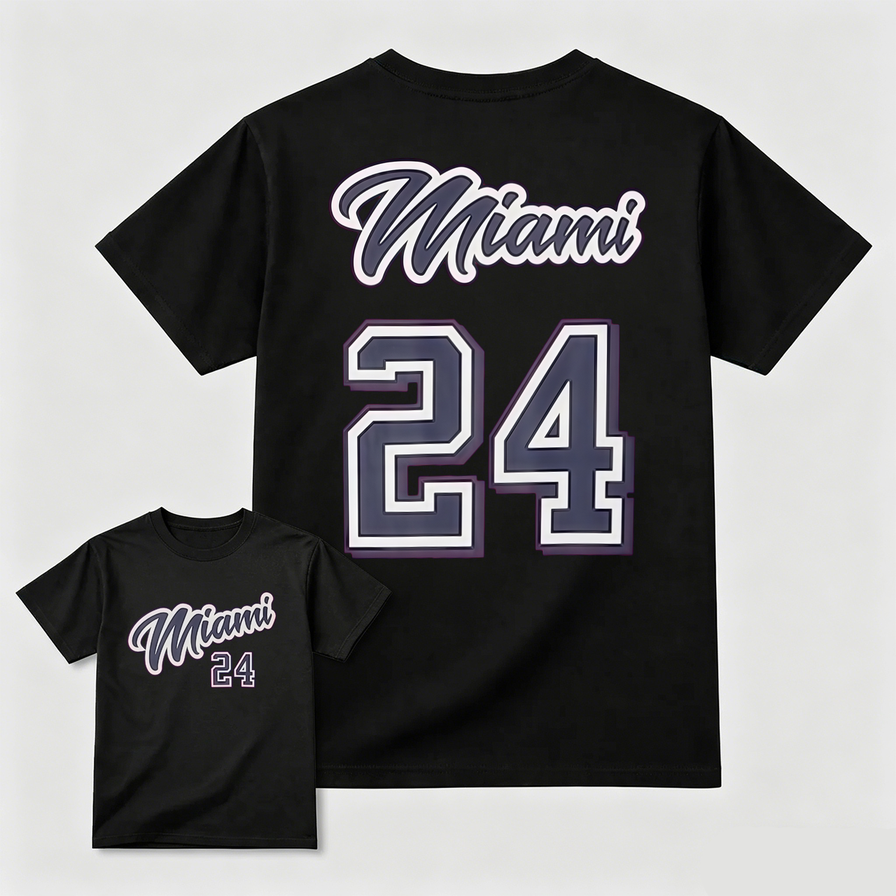 Miami 24 Black T-Shirt For Men And Kids Sport Jersey Style Design