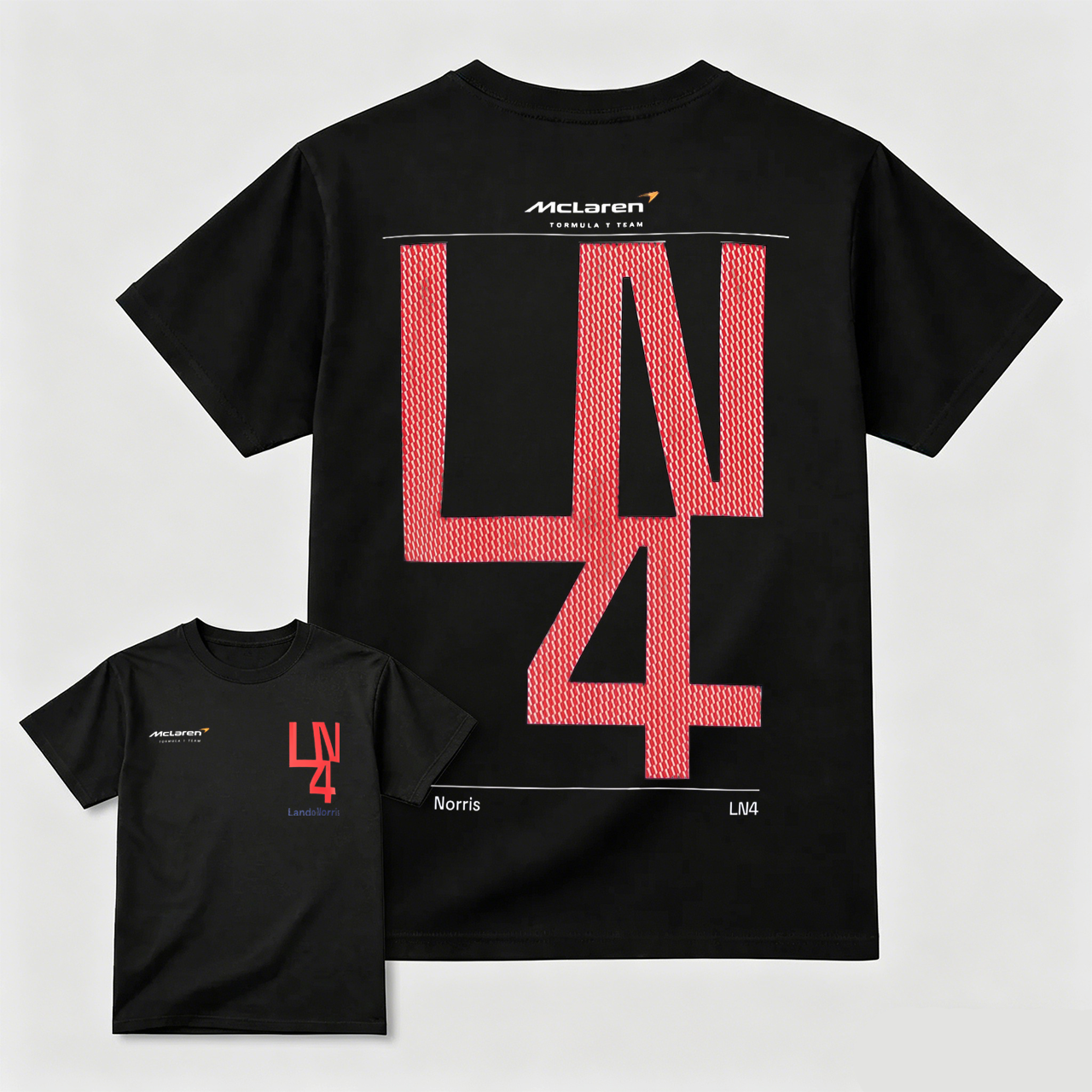 McLaren Lando Norris Ln4 Racing T Shirt Black Red Design Formula 1 Fan Apparel